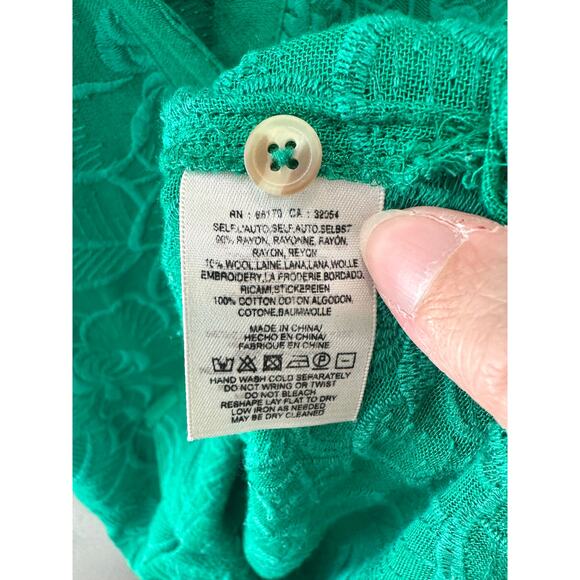ANTHROPOLOGIE | Akemi + Kin Green Sheer Lace Button Front Top Blouse | Small - Picture 7 of 7